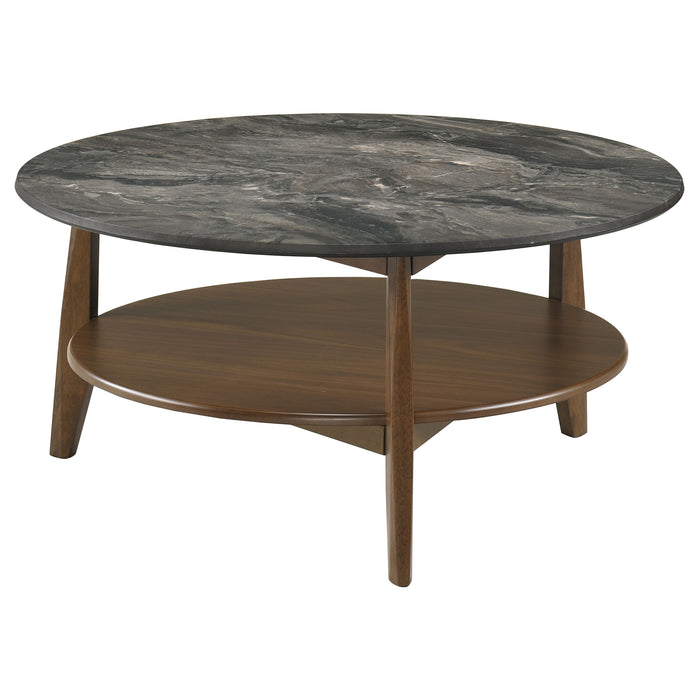 Bradley Round SmartTop Cocktail Coffee Table Smokey Grey and Brown