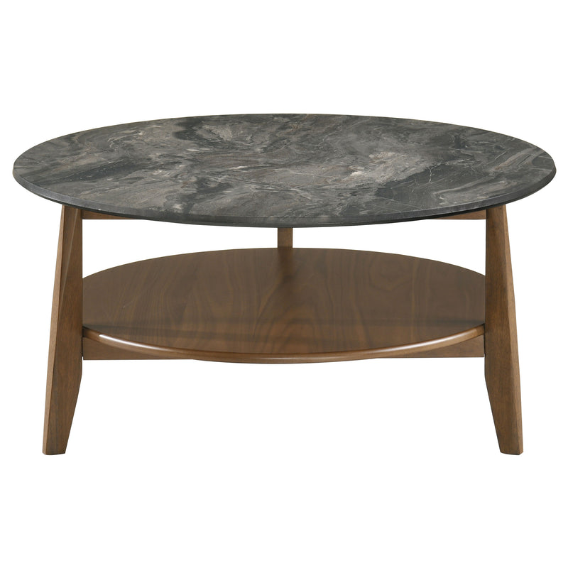 Bradley Round SmartTop Cocktail Coffee Table Smokey Grey and Brown