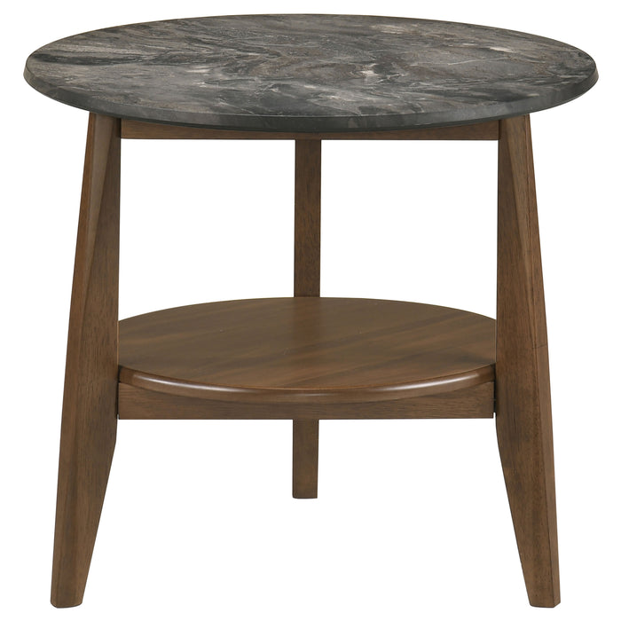 Bradley 3-Piece Round SmartTop Coffee Table Set Smokey Grey and Brown