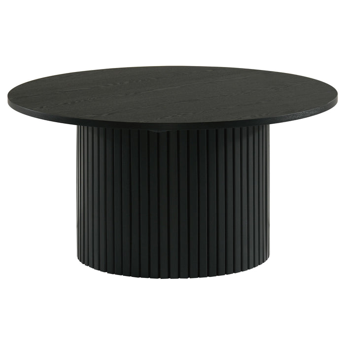 Hamlyn Round Fluted Occasional Cocktail Coffee Table Black