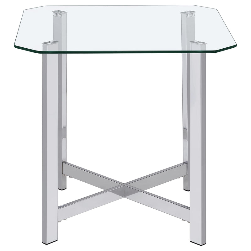 Cronin 2-piece Tempered Glass Top Coffee Table Set Chrome
