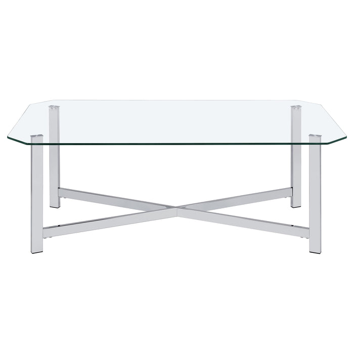 Cronin 2-piece Tempered Glass Top Coffee Table Set Chrome