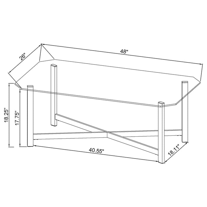 Cronin 2-piece Tempered Glass Top Coffee Table Set Chrome