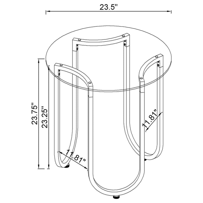 Beller Round Tempered Glass Top End Side Table Chrome