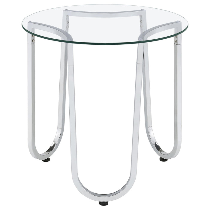 Beller 2-piece Round Tempered Glass Top Coffee Table Set Chrome