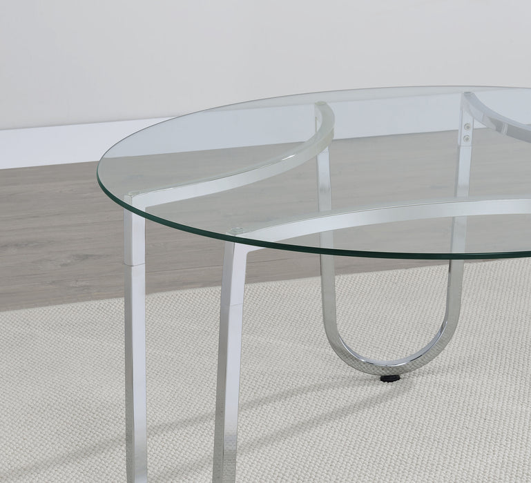 Beller 2-piece Round Tempered Glass Top Coffee Table Set Chrome