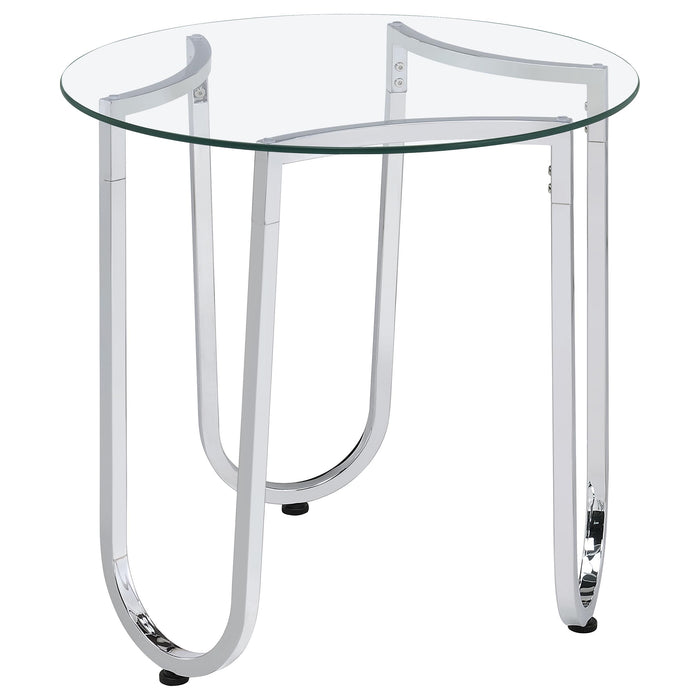 Beller 3-piece Round Tempered Glass Top Coffee Table Set Chrome