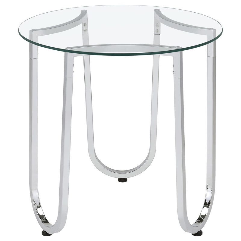 Beller 3-piece Round Tempered Glass Top Coffee Table Set Chrome
