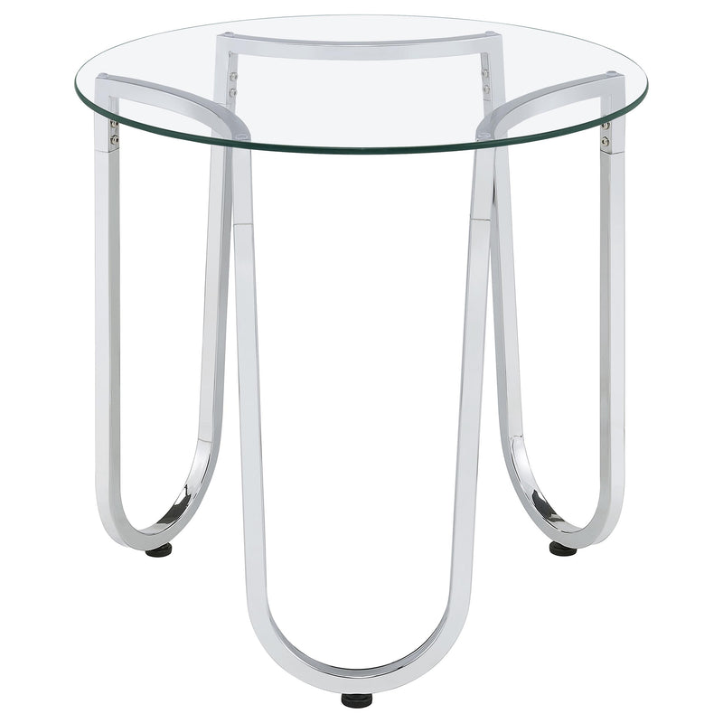 Beller 3-piece Round Tempered Glass Top Coffee Table Set Chrome