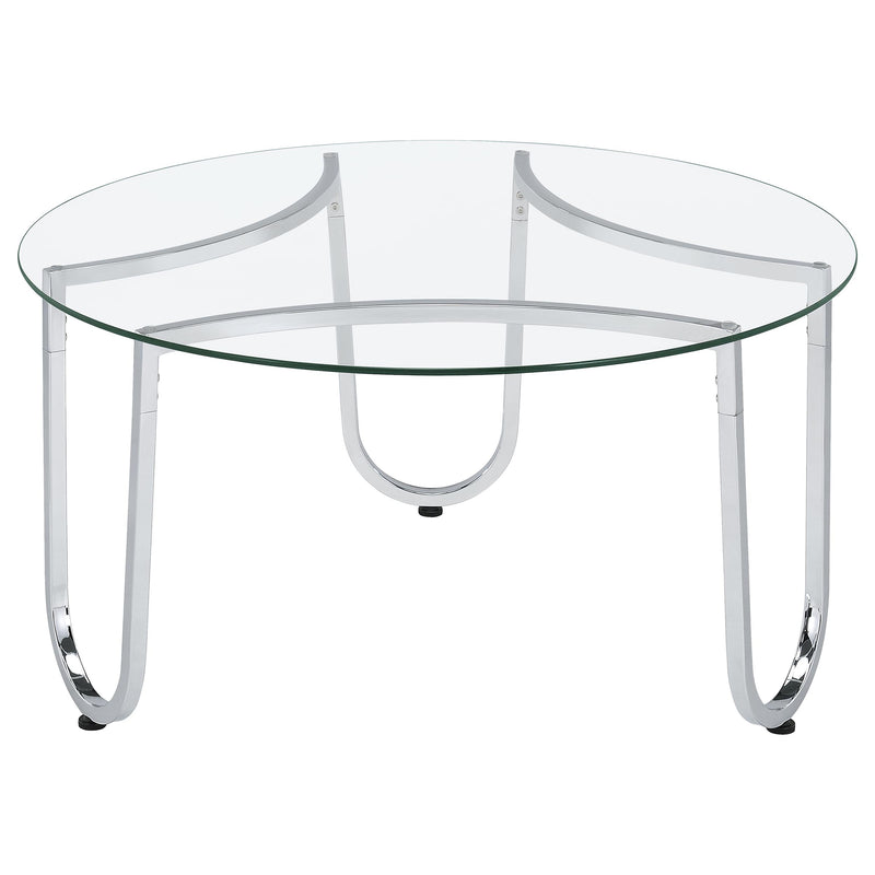 Beller 3-piece Round Tempered Glass Top Coffee Table Set Chrome