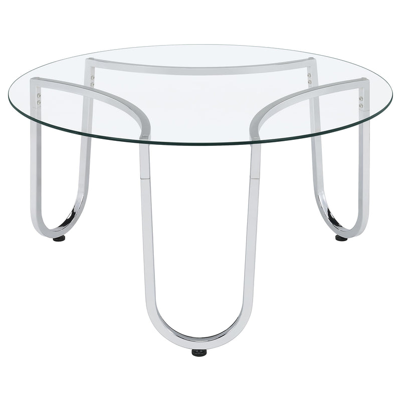 Beller 3-piece Round Tempered Glass Top Coffee Table Set Chrome