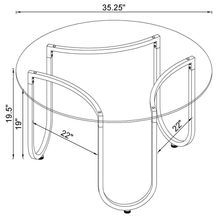 Beller 3-piece Round Tempered Glass Top Coffee Table Set Chrome
