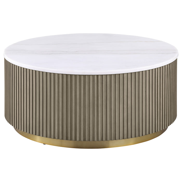 Jason Round White Marble Top Coffee Table Greige
