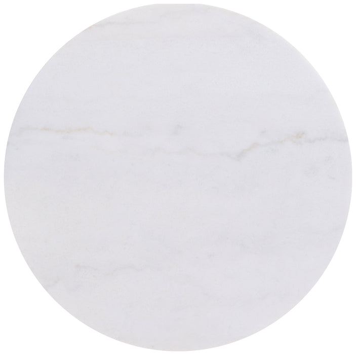 Jason Round White Marble Top Coffee Table Honey Brown