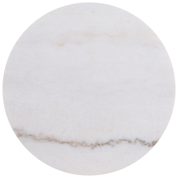 Jason 2-piece Round White Marble Coffee Table Set Honey Brown