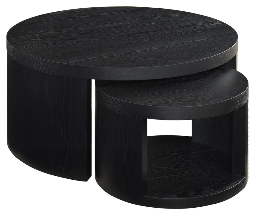 Sweeney 2-piece Round Wood Occasional Nesting Table Set Black