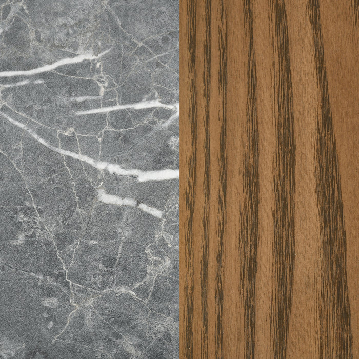 Franklin Round Wood Pedestal Side End Table Grey and Dark Brown