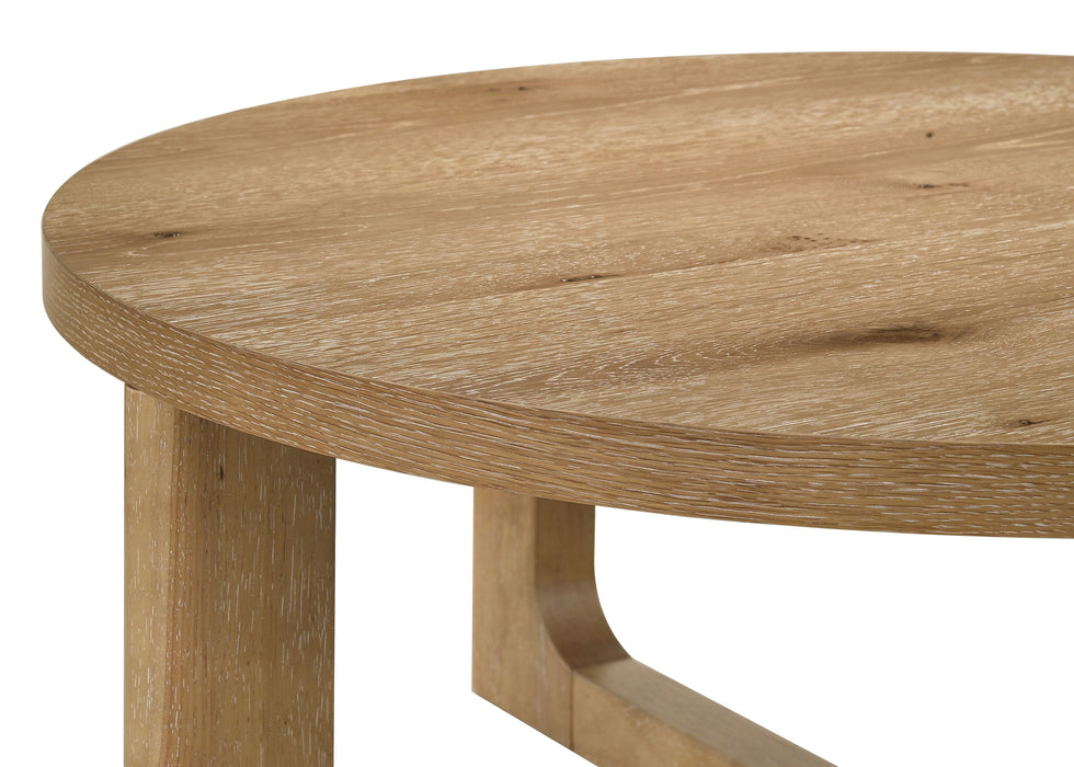 Kessler Round Sculptural Wood End Table Light Oak