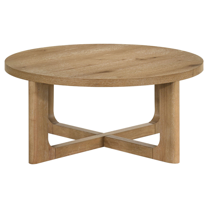 Kessler Round Sculptural Wood Coffee Table Light Oak