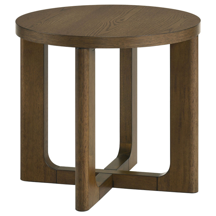 Kessler Round Sculptural Wood End Table Brown
