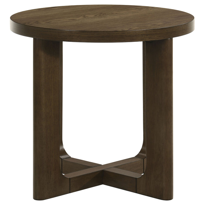 Kessler 2-piece Round Sculptural Wood Coffee Table Set Brown