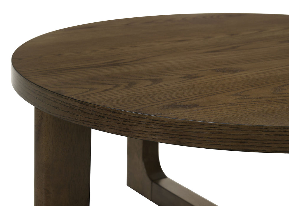 Kessler 2-piece Round Sculptural Wood Coffee Table Set Brown