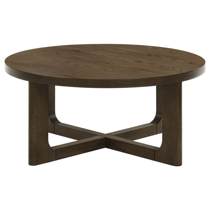 Kessler 3-piece Round Sculptural Wood Coffee Table Set Brown