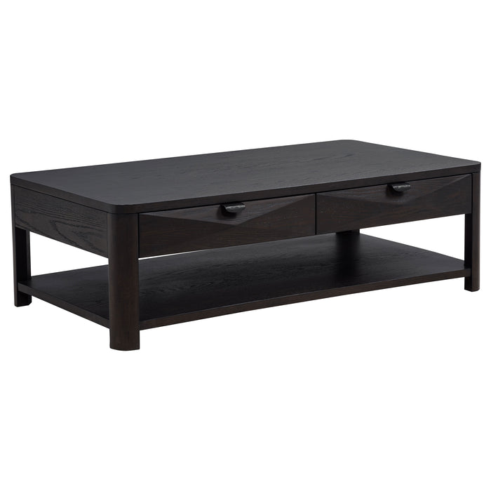 Marcelo Wood Coffee Table with 2 Drawers and Shelf Coffee