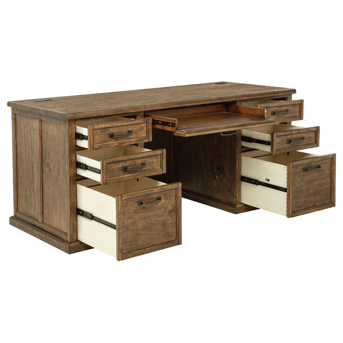 Altidore 68-inch 7-drawer Executive Home Office Desk Distressed Brown