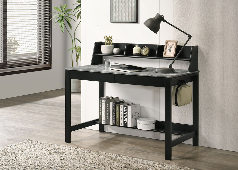 Besler 47-inch SmartTop Writing Desk with Shelf Grey Stone and Black
