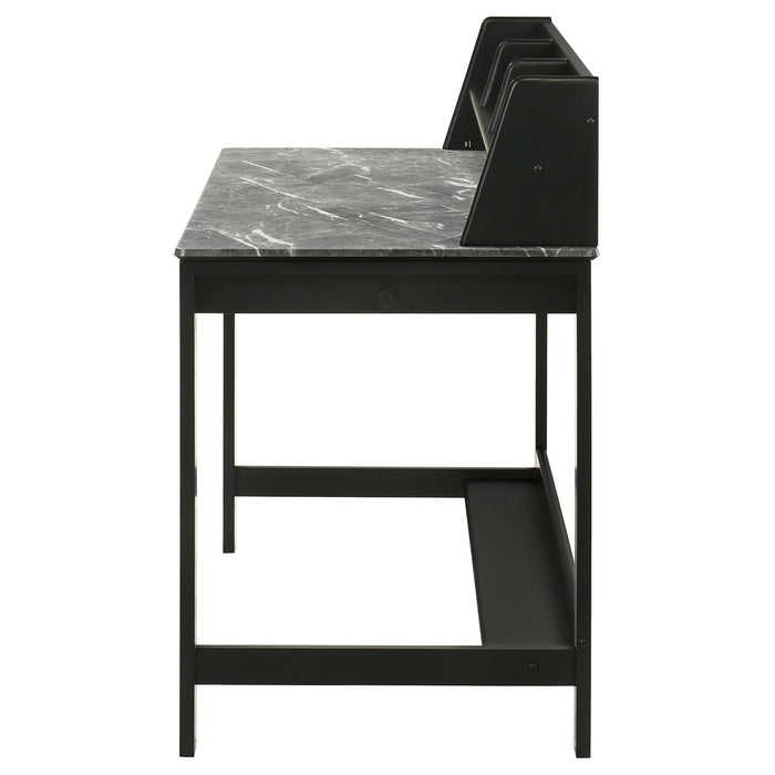 Besler 47-inch SmartTop Writing Desk with Shelf Grey Stone and Black