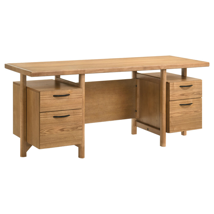 Roldan 69-inch 4-drawer Computer Desk with File Drawer Light Ash