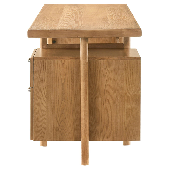 Roldan 69-inch 4-drawer Computer Desk with File Drawer Light Ash