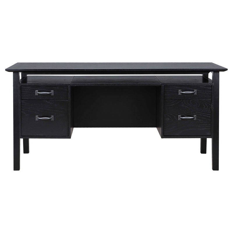 Goodson 64-inch 4-Drawer Double Pedestal Computer Desk Black