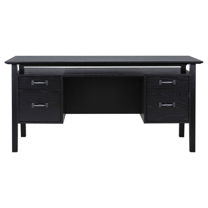 Goodson 64-inch 4-Drawer Double Pedestal Computer Desk Black