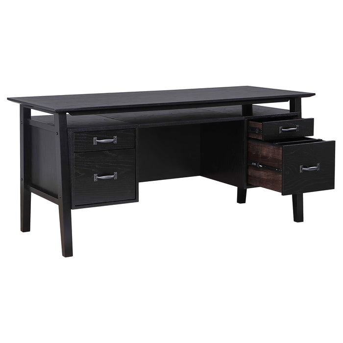 Goodson 64-inch 4-Drawer Double Pedestal Computer Desk Black