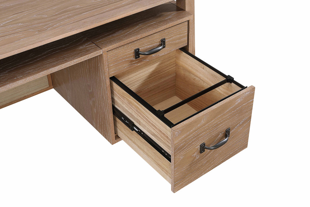 Goodson 64-inch 4-Drawer Double Pedestal Computer Desk Distressed Light Brown