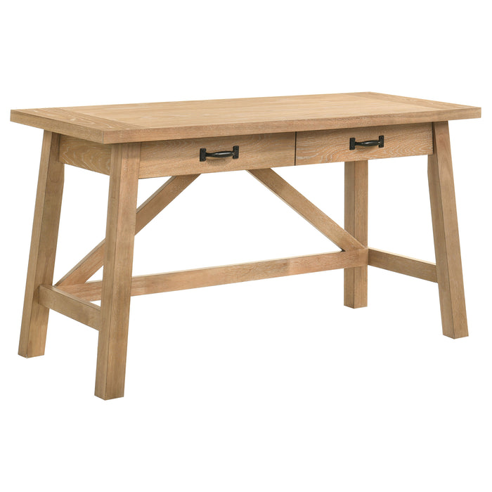 Fabian 54-inch 2-drawer Computer Writing Desk Distressed Light Brown