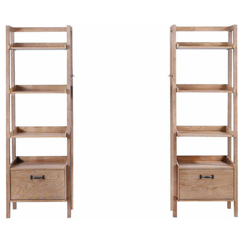 Fabian 2-piece 4-shelf Bookshelf with Drawer Distressed Light Brown