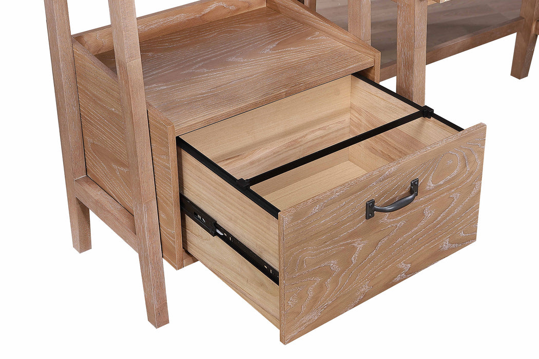 Fabian 2-piece 3-shelf Bookshelf with Drawer Distressed Light Brown