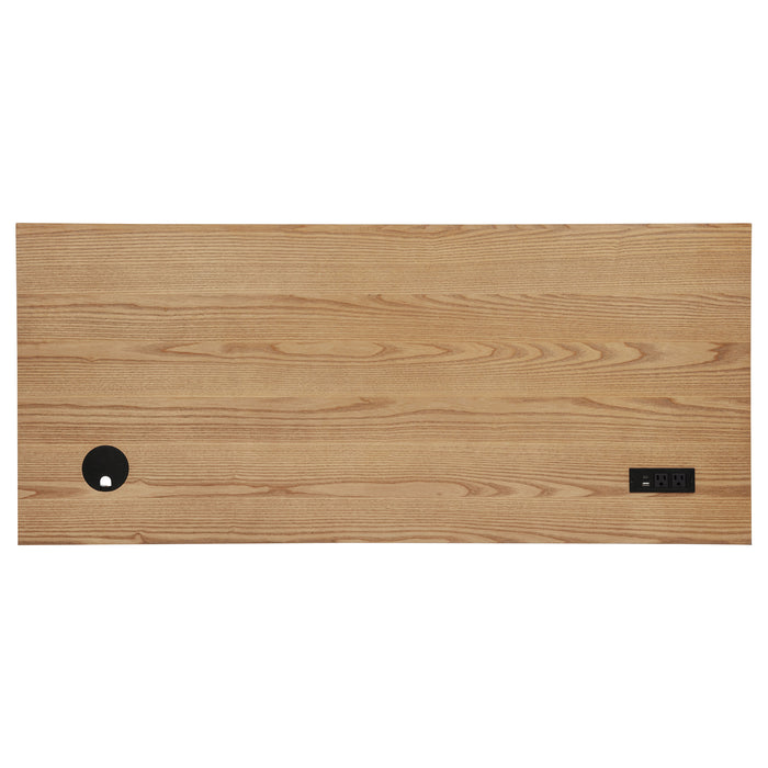 Vermes 55-inch 3-drawer Writing Desk with Power Outlet Light Ash