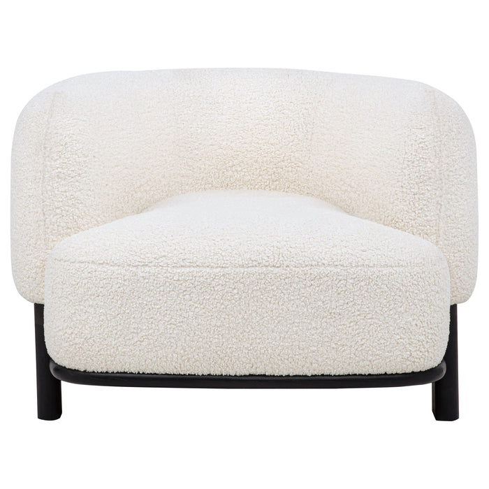 Lawler Upholstered Barrel Back Accent Chair Ivory and Black