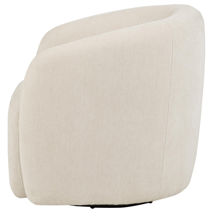 Gerley Faux Sherpa Chenille Upholstered Swivel Accent Chair Beige