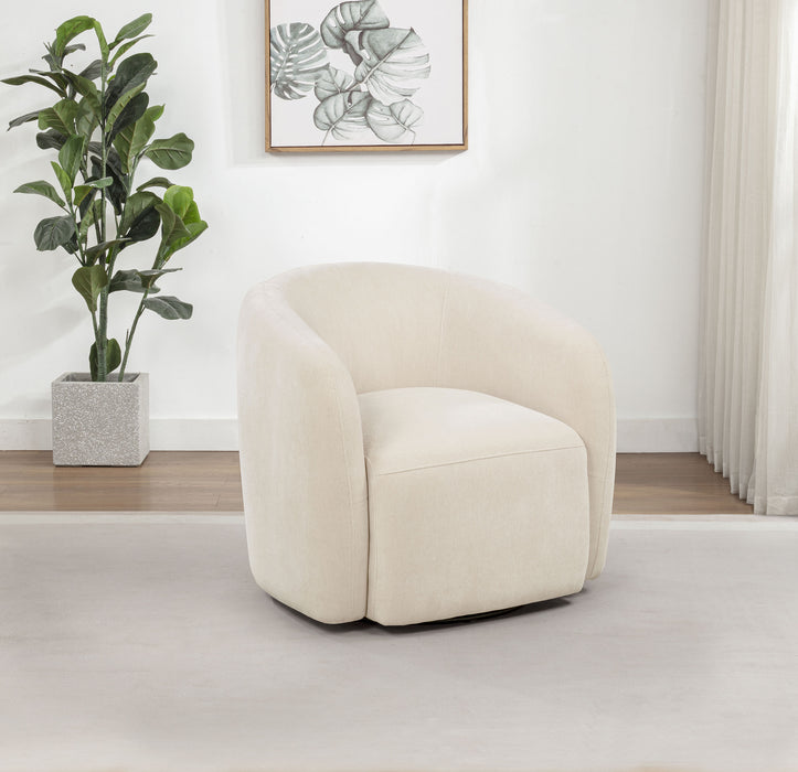 Gerley Faux Sherpa Chenille Upholstered Swivel Accent Chair Beige