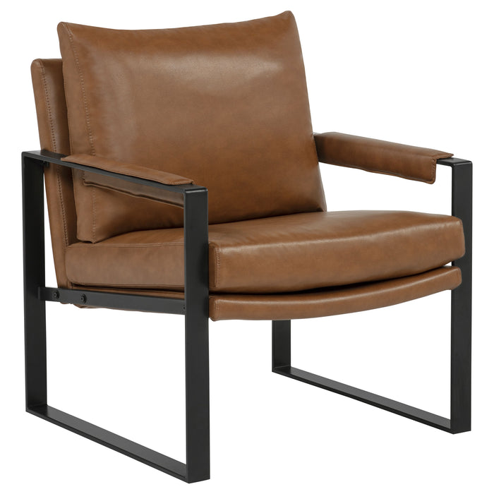 Rosalind Upholstered Track Arm Accent Chair Brown