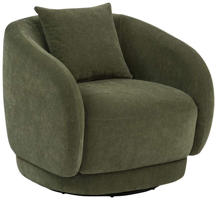 Arnaud Chenille Upholstered Swivel Accent Chair Green