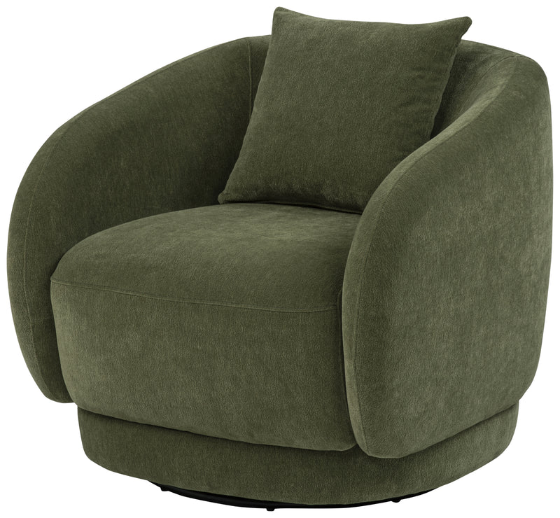 Arnaud Chenille Upholstered Swivel Accent Chair Green