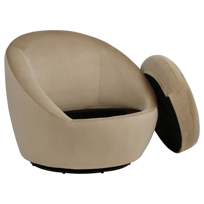 Myernick Velvet Upholstered Swivel Accent Chair Camel