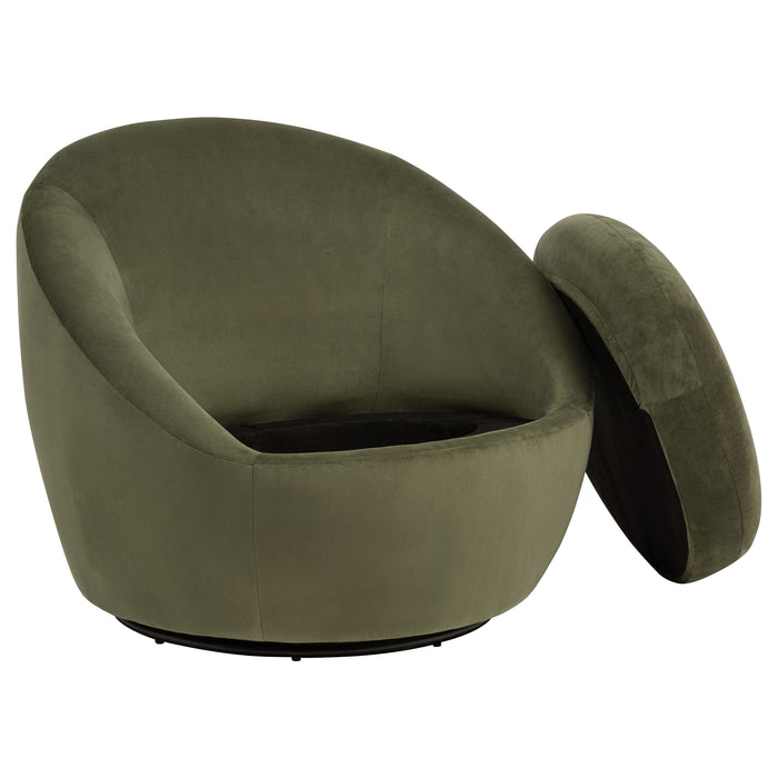 Myernick Velvet Upholstered Swivel Accent Chair Olive