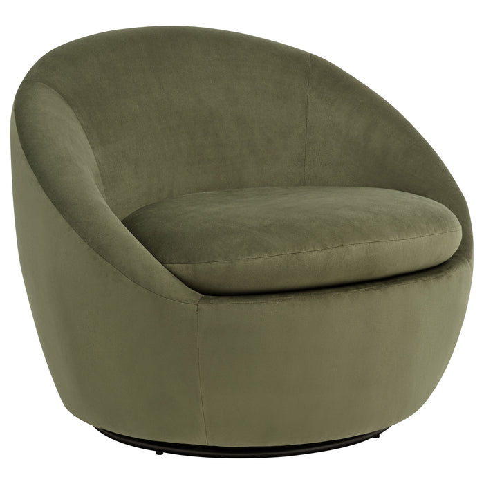 Myernick Velvet Upholstered Swivel Accent Chair Olive